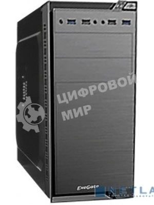 Компьютерный корпус Minitower ExeGate QA-412U Black, mATX, (XP450, Black, 120мм), 2хUSB+2хUSB 3.0, Audio