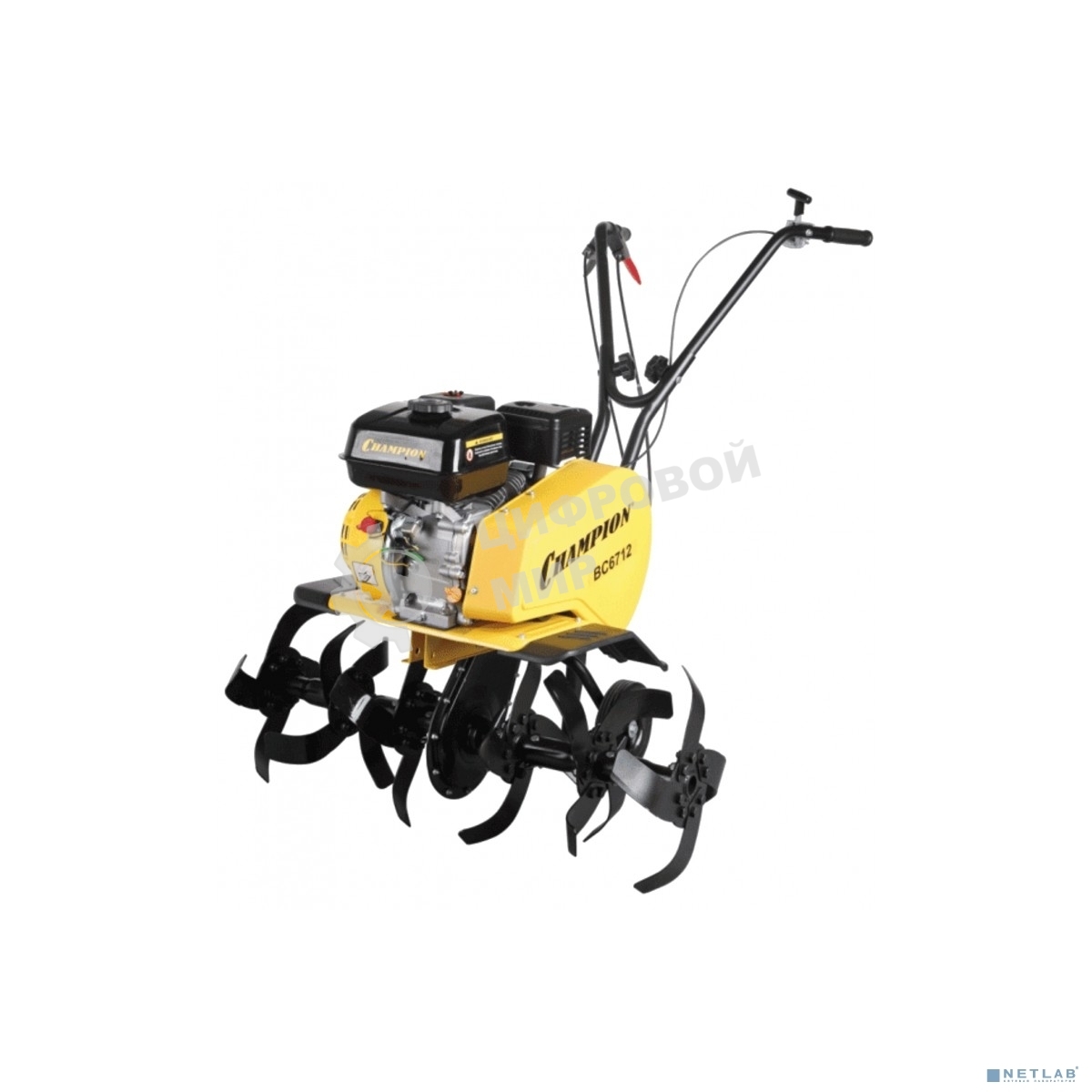Мотокультиватор CHAMPION ВC 6712 (4,1/6,5 кВт/л.с. 196см3, вес 52кг, макс. обороты двигателя, 3600 обор./мин., глубина/ширина вспашки 330/300-550-850 мм, передаточное число (понижающее)30:1, количество скоростей (вперед/назад)1/1.)