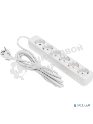 Удлинитель STANDARD 6 гнезд, 5м, 3х1,0мм², с/з, белый REXANT