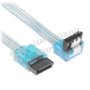 Кабель интерфейсный SATA Cablexpert CC-SATAM-DATA90-TR-50CM, Sata3 7pin/7pin, мет.защелка, угловой разъем, 50 см, прозрачный, пакет