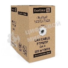 Кабель ExeGate UTP 4 пары кат.6 медь, 23AWG, бухта 305м, серый PVC