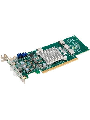 Плата коммуникационная SuperMicro Quad port OCuLink retimer NVMe SSD add-on card for PCIe3 x16 slot