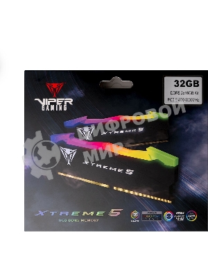 Оперативная память Patriot Viper Xtreme 5, DDR5, 32GB (2x16GB), 7600MHz, CL36, DIMM, с радиаторами, RGB, черный