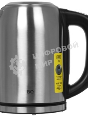 Электрочайник BQ KT1827SW черный/серебристый, 1.7 л, 2200 Вт, скрытый нагревательный элемент