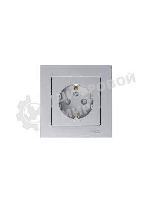 Механизм розетки 1-м СП AtlasDesign с заземл. защ. шторки 16А алюм. SchE ATN000345