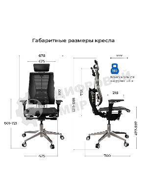 Кресло руководителя эргономичное Метта Yoga 4DF B2-14D - YM93+Infinity черный сиденье черный сет./экокожа с подголов. крестов. алюминий хром