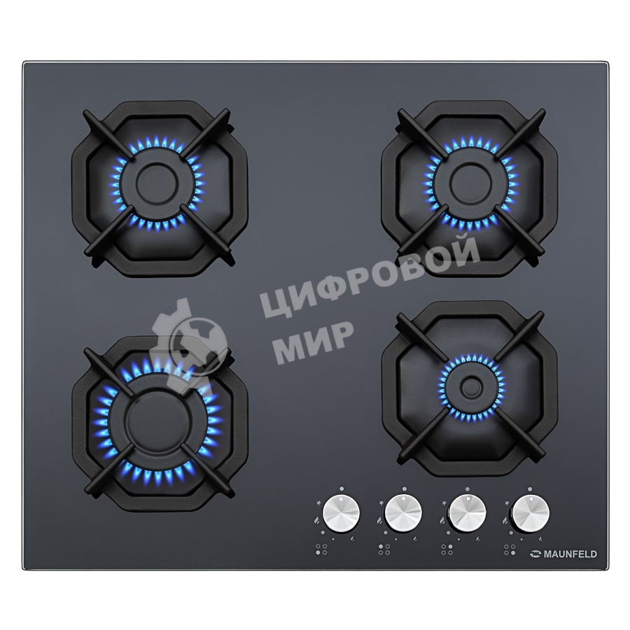 Газовая варочная панель Maunfeld EGHG.64.2CB/G, 4 конфорки, закаленное стекло, черный