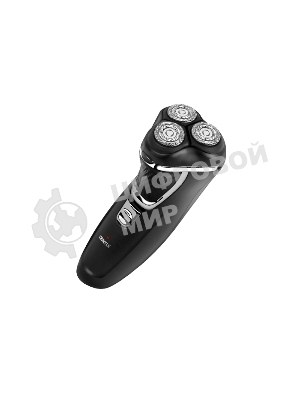 Электробритва Centek CT-2176 черный/хром ротор, 3 плавающие головки, аккумулятор + работа от сети, триммер