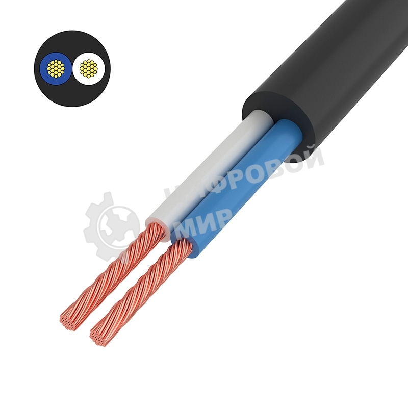 Провод соединительный ПВС Rexant 2x0,75 мм², черный, длина 50 метров, ГОСТ 7399-97