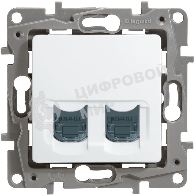 Двойная розетка RJ 45 - категория 5е - UTP - Etika - белый