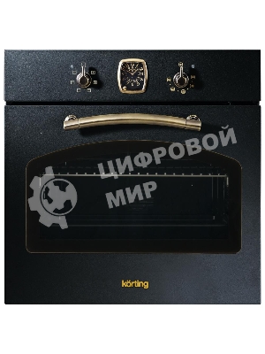 Встраиваемая электрическая духовка Korting OKB 460 RN/59.8 х 59.5 x 56 см, 6 режимов нагрева, аналоговые часы в классическом стиле Frank Muller, таймер, черный+бронза
