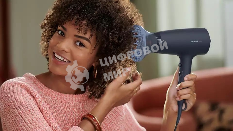 Фен Philips BHD360/20 черный/синий, 2100 Вт, ионизация