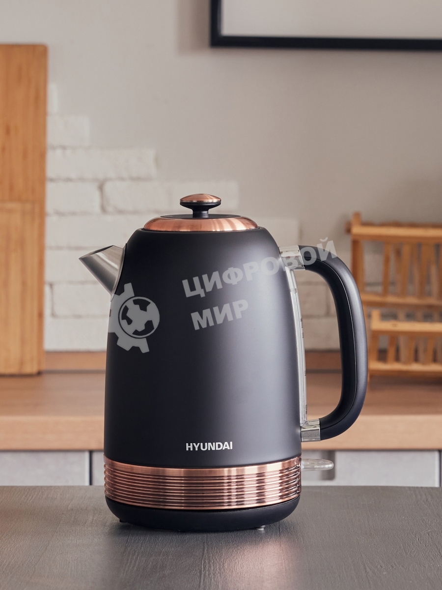 Чайник электрический Hyundai HYK-S4501 1.7л. 2200Вт черный/бронзовый (корпус: нержавеющая сталь/пластик)