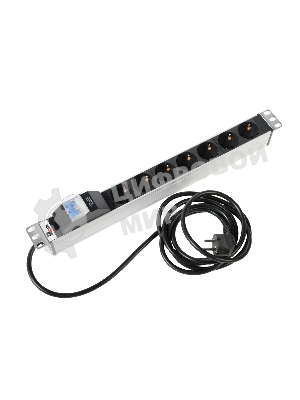 Блок розеток Rem-16 с авт. 16А, 7 Shuko, алюм., 19