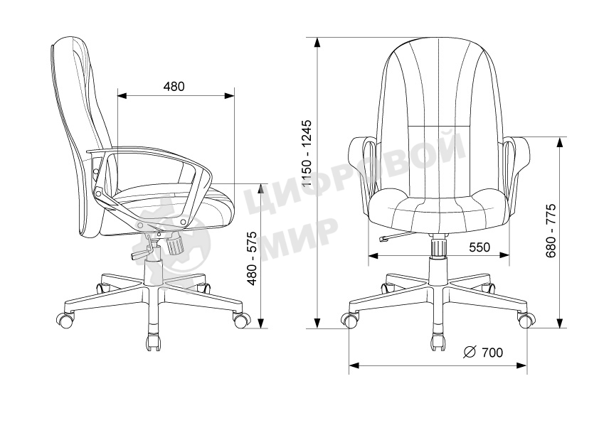 Кресло руководителя Бюрократ T-898 серый 3C1 крестов. пластик