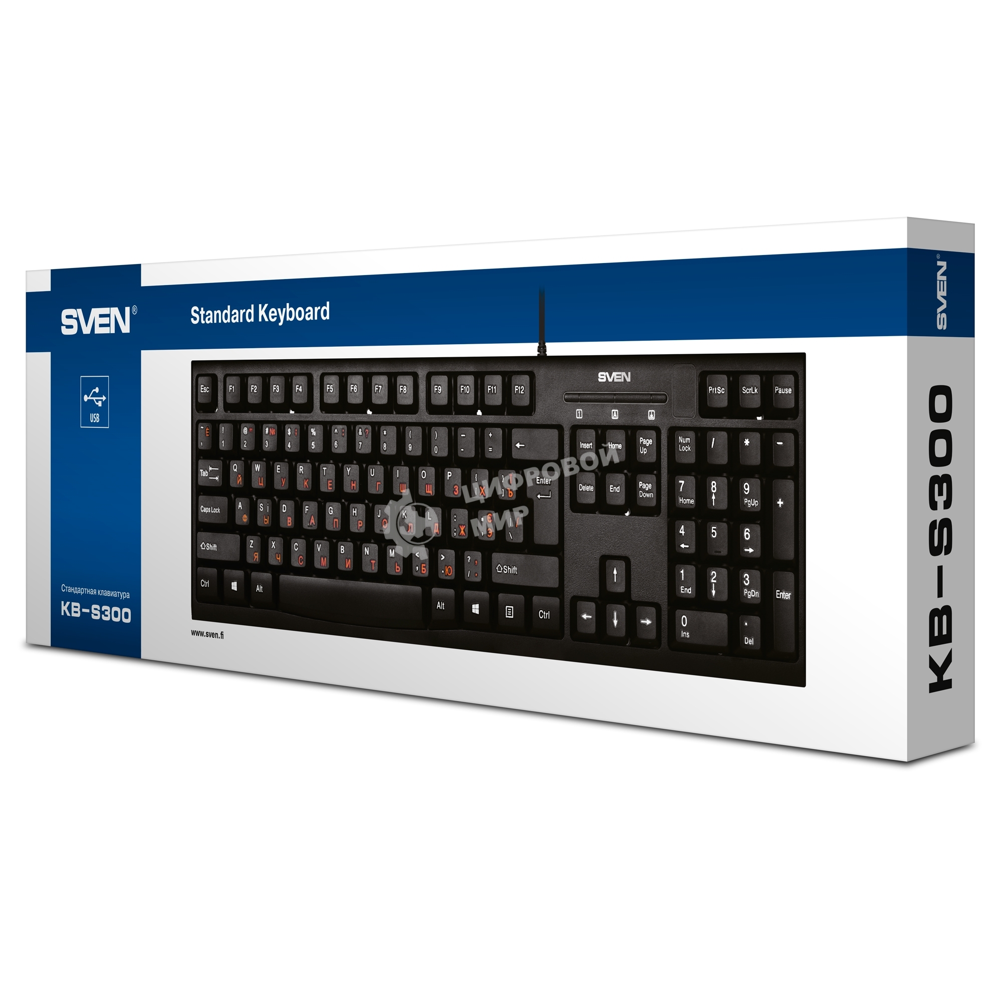 Клавиатура Sven KB-S300 проводная, USB Type-A, чёрный