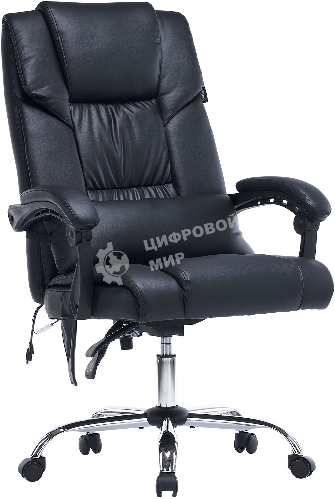 Кресло офисное Cactus CS-CHR-OC02M-BK черный, эко.кожа, крестов. сталь