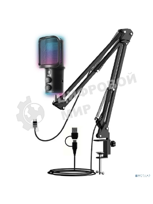 Микрофон RITMIX RDM-278 USB Gaming Black Подключение Type-C - USB A/Type-C, Jack 3,5 мм на наушники; размеры микрофона: 5 * 15* 5 см