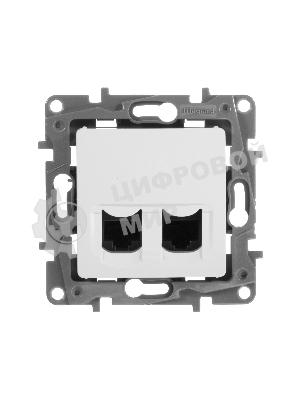 Двойная розетка RJ 45 - категория 5е - UTP - Etika - белый