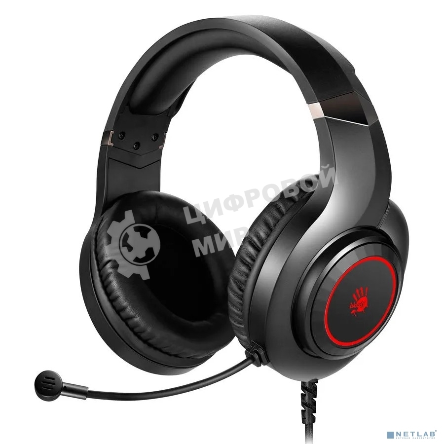 Гарнитура проводная с микрофоном A4Tech Bloody G220 черный 2м мониторные оголовье (G220 AUX3.5-4PIN + USB)