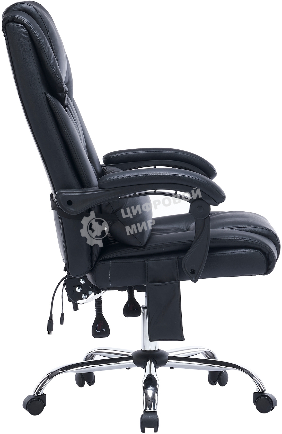 Кресло офисное Cactus CS-CHR-OC02M-BK черный, эко.кожа, крестов. сталь