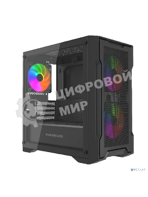 Компьютерный корпус Powercase Mistral Micro X3B ARGb, Tempered Glass, 3x 120мм ARGb PWM Fan, черный, mATX (CMMXB-A3)