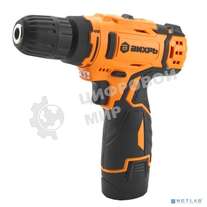 Дрель-шуруповерт аккумуляторная Вихрь ДА-12Л-2КА 72/14/26, Аккумуляторная, 12В, 2 АКБ, Кейс