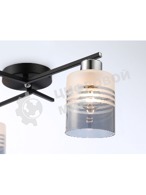 Светильник Ambrella light TR303211/2 BK/CH/SM/FR черный/хром/дымчатый/белый матовый E27*2 max 60W 500*170*200