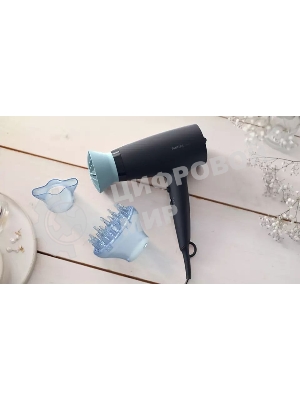Фен Philips BHD360/20 черный/синий, 2100 Вт, ионизация