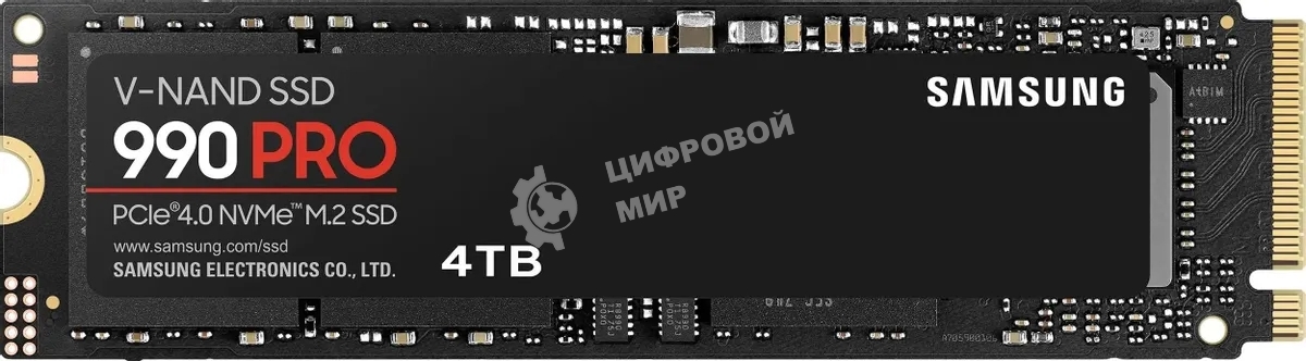 Накопитель SSD Samsung 990 PRO, 4Tb, PCIe 4.0 x4, M.2 2280, NVMe, R/W 7450/6900