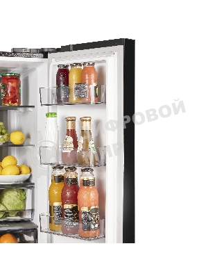 Холодильник Maunfeld MFF183NFBE черный трехкамерный 270/135л морозилка снизу, NoFrost, Side by Side