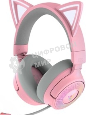 Гарнитура Razer Kraken Kitty V3 Pro Quartz розовый, беспроводная, bluetooth, до 70 ч, подсветка