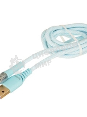 Кабель Maxvi MC-19L blue, USB-A - Lightning, 2.4A, LED ток макс. нагрузки 2.4А, макс. напряжение 5V; стандарт USB 2.0; длина кабеля 1.5м, нейлоновая оплетка, металлические корпуса разъемов,LED подсветка, цвет: синий