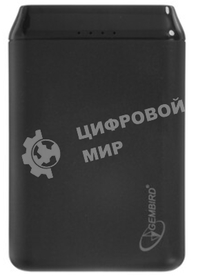 Портативный аккумулятор Gembird GPB-10C, 10000мА·ч, 2A, 4 встроенных кабеля, черный