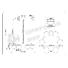 Подвесной светодиодный светильник Ambrella light LH12003/6 BK/GD/SM черный/золото/дымчатый 36W 3000K D760*175