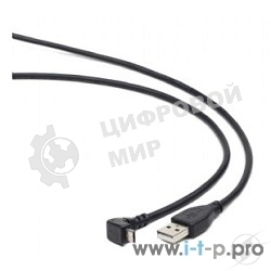 Кабель Gembird/Cablexpert Pro AM/microBM 5P, 1,8м, угловой, экран, черный