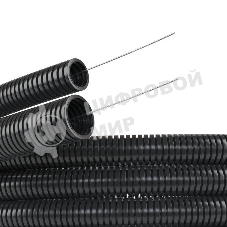 Труба гофрированная ПА d23 мм с протяж. черный (уп. 50 м) ДКС PA612329F2