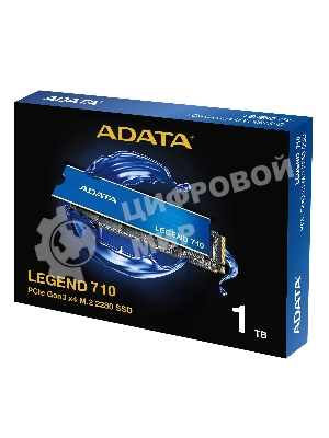 Накопитель SSD ADATA LEGEND 710, 1Tb, PCIe 3.0 x4, M.2 2280, NVMe, R/W 2400/1800, с радиатором
