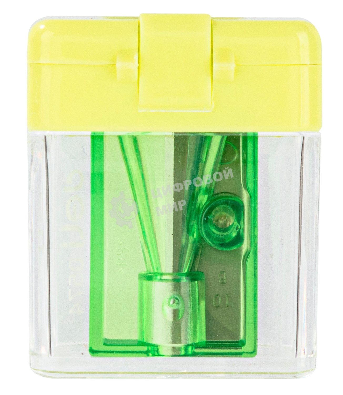 Точилка для карандашей ручная Deli E0574 Cubic, 1 отверстие, пластик, ассорти, дисплей