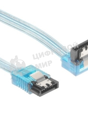 Кабель интерфейсный SATA Cablexpert CC-SATAM-DATA90-TR-30CM, Sata3 7pin/7pin, мет.защелка, угловой разъем, 30 см, прозрачный, пакет