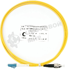 Патч-корд оптический Cabeus Tight Buffer, Simplex FC/LC, OS2 9/125, LSZH, 1,5м, Ø 3мм, чёрный хвостовик, жёлтый