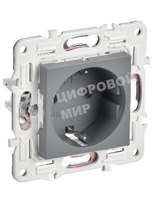 Розетка с/з без защитных шторок 16А IEK SKANDY SK-R05Gr серый
