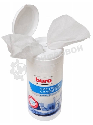 Салфетки Buro BU-Tmix универсальные туба 65шт влажных + 65шт сухих