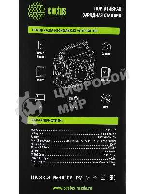 Портативный аккумулятор Cactus CS-PCS172 48000mAh 2.1A 2xUSB черный/серый