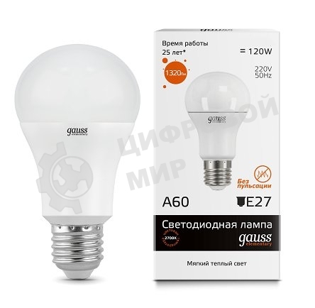 Лампа cветодиодная Gauss LED Elementary 23215A60 15W E27 2700K 1/10/40 груша