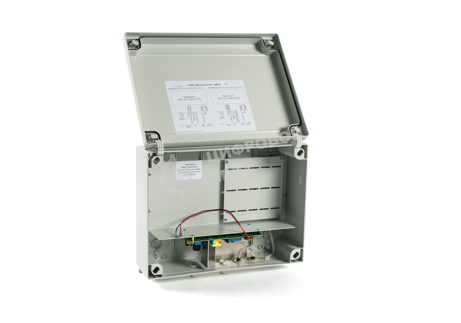 Источник питания СКАТ-1200 исп.6 , 12В, 4А, термостат 12Ач, защита, доп.оборуд-е SKAT-1200 version 6 power supply, 12V, 4A, thermostat 12Ah, protection, additional equipment
