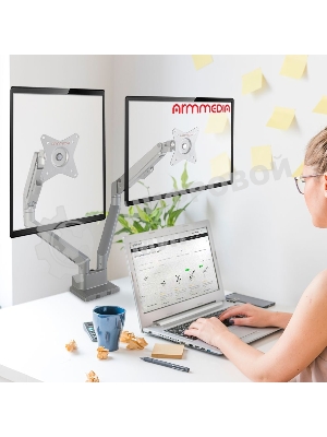 Кронштейн Arm media LCD-T36 серебристый, 4 шт/уп. Кр. алюм. настол. для 2-х мон. 15