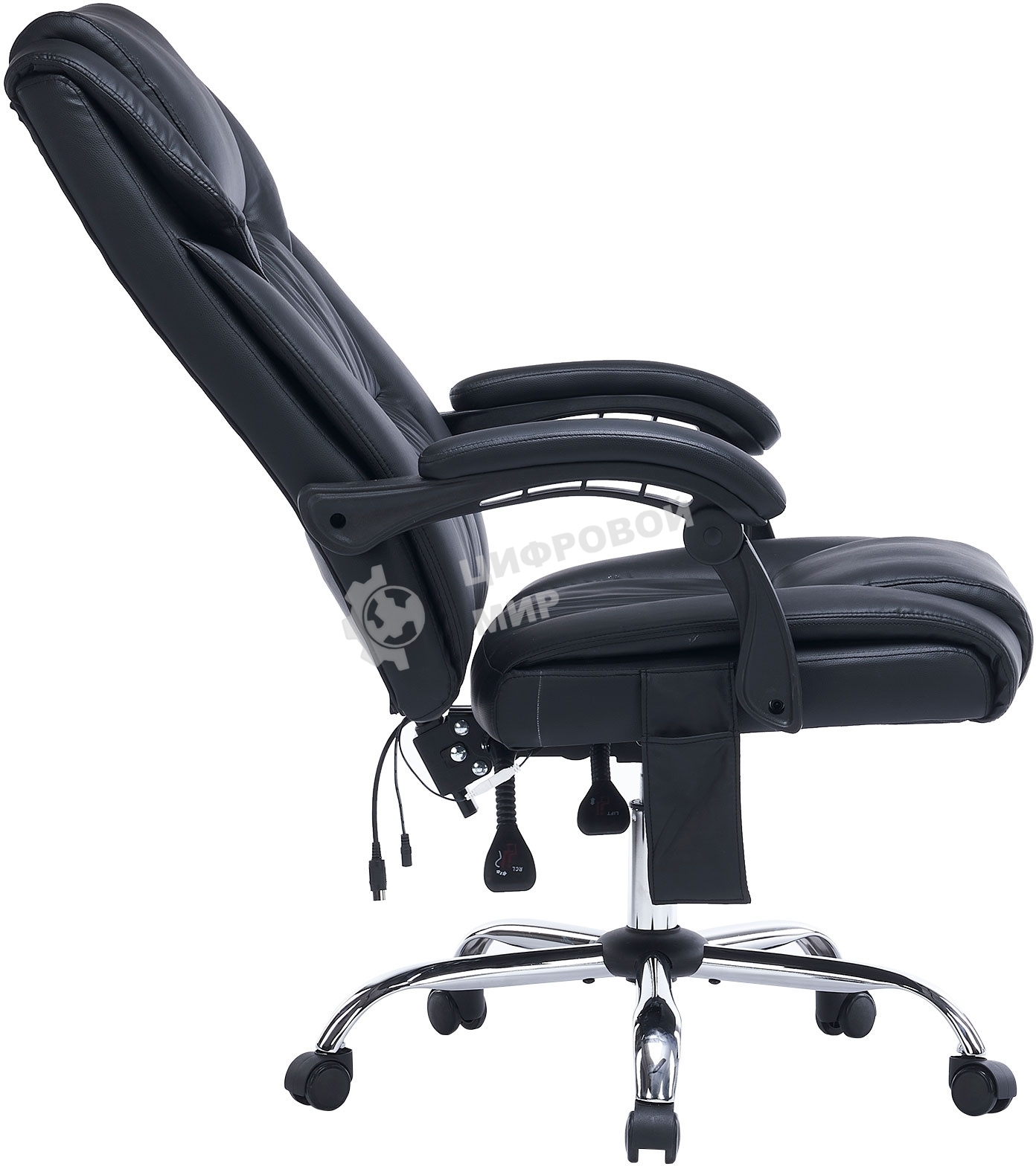 Кресло офисное Cactus CS-CHR-OC02M-BK черный, эко.кожа, крестов. сталь