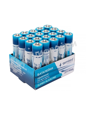 Батарейки щелочные/алкалиновые Gembird Gb-LR03-20B, тип AAA, 20шт, коробка