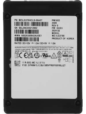 Накопитель SSD Samsung PM1653, 3.84Tb, SAS 4.0, 2.5